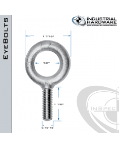 K2002-SS: 5/16-18 x 1-1/8 in Long Full Thread Plain Pattern Eyebolt SS Type 304 - Made in the USA