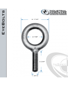 K2015: 1-3/4-5 x 3-3/4 in Long Full Thread Plain Pattern Eyebolt Carbon Steel - Made in the USA