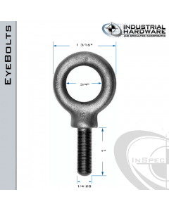 K2021-UNF: 1/4-28 x 1 in Long Full Thread Shoulder Pattern Eyebolt Carbon Steel - Made in the USA