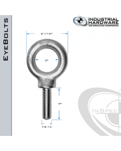 K2025-4-316SS: 1/2-13 x 4 in Long Full Thread Shoulder Pattern Eyebolt SS Type 316 - Made in the USA