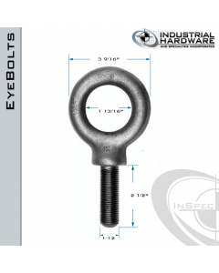 K2030-UNF: 1-12 x 2-1/2 in Long Full Thread Shoulder Pattern Eyebolt Carbon Steel - Made in the USA