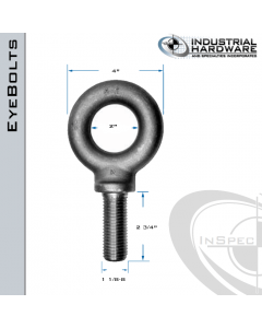 K2031-8 SPEC.: 1-1/8-8 x 2-3/4 in Long Full Thread Shoulder Pattern Eyebolt Carbon Steel - Made in the USA