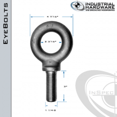 K2032-8 SPEC.: 1-1/4-8 x 3 in Long Full Thread Shoulder Pattern Eyebolt Carbon Steel - Made in the USA