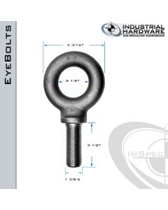 K2033-6 SPEC.: 1-3/8-6 x 3-1/2 in Long Full Thread Shoulder Pattern Eyebolt Carbon Steel - Made in the USA