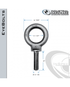 K2036: 2-4-1/2 x 4 in Long Full Thread Shoulder Pattern Eyebolt Carbon Steel - Made in the USA