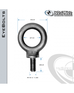 M10-A: M10 x 1.50 x 20.0mm Long Full Thread Shoulder Pattern Eyebolt Carbon Steel - Made in the USA