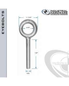 N2003-12-BLANK: 3/8 x 12 in Long Non Threaded Plain Pattern Eyebolt Blanks Carbon Steel - Made in the USA