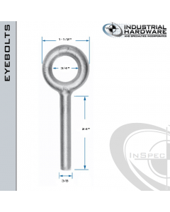 N2003-24-BLANK: 3/8 x 24 in Long Non Threaded Plain Pattern Eyebolt Blanks Carbon Steel - Made in the USA