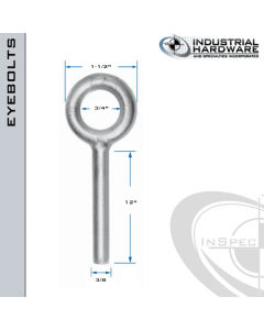 N2003-316SS-12-BLANK: 3/8 x 12 in Long Non Threaded Plain Pattern Eyebolt Blanks SS Type 316 - Made in the USA