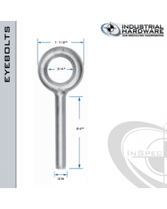 N2003-316SS-24-BLANK: 3/8 x 24 in Long Non Threaded Plain Pattern Eyebolt Blanks SS Type 316 - Made in the USA