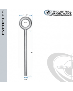 N2003-4140-12-BLANK: 3/8 x 12 in Long Non Threaded Plain Pattern Eyebolt Blanks Alloy Steel 4140 - Made in the USA