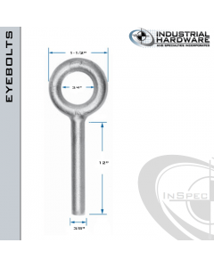 N2003-SS-12-BLANK: 3/8 x 12 in Long Non Threaded Plain Pattern Eyebolt Blanks SS Type 304 - Made in the USA