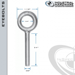 N2003-SS-24-BLANK: 3/8 x 24 in Long Non Threaded Plain Pattern Eyebolt Blanks SS Type 304 - Made in the USA