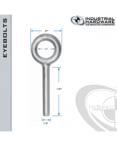 N2005-18-BLANK: 1/2 x 18 in Long Non Threaded Plain Pattern Eyebolt Blanks Carbon Steel - Made in the USA