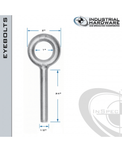 N2005-SS-24-BL:ANK: 1/2 x 24 in Long Non Threaded Plain Pattern Eyebolt Blanks SS Type 304 - Made in the USA