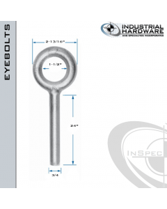 N2008-SS-24-BLANK: 3/4 x 24 in Long Non Threaded Plain Pattern Eyebolt Blanks SS Type 304 - Made in the USA