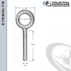 N2009-SS-24-BLANK: 7/8 x 24 in Long Non Threaded Plain Pattern Eyebolt Blanks SS Type 304 - Made in the USA