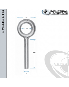 N2010-316SS-24-BLANK: 1 x 24 in Long Non Threaded Plain Pattern Eyebolt Blanks SS Type 316 - Made in the USA