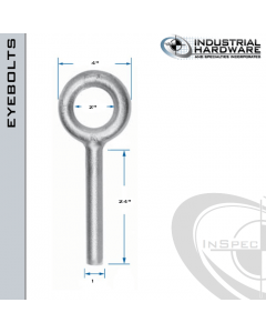 N2010-SS-24-BLANK: 1 x 24 in Long Non Threaded Plain Pattern Eyebolt Blanks SS Type 304 - Made in the USA