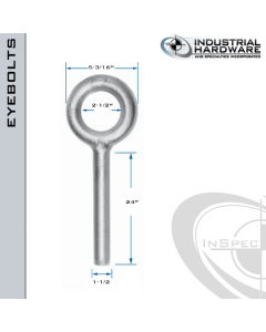 N2014-316SS-24-BLANK: 1-1/2 x 24 in Long Non Threaded Plain Pattern Eyebolt Blanks SS Type 316 - Made in the USA