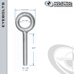 N2014-SS-24-BLANK: 1-1/2 x 24 in Long Non Threaded Plain Pattern Eyebolt Blanks SS Type 304 - Made in the USA