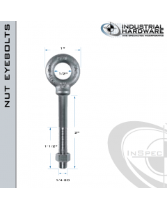 N2021-316SS-2: 1/4-20 x 2 in Long with 1-1/2 in Thread Shoulder Pattern Eyebolt with Nut SS Type 316 - Made in the USA