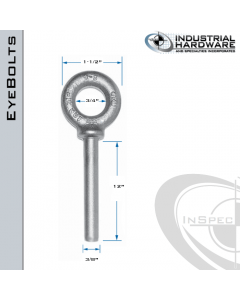 N2023-12-BLANK: 3/8 x 12 in Long Non Threaded Shoulder Pattern Eyebolt Blanks Carbon Steel - Made in the USA