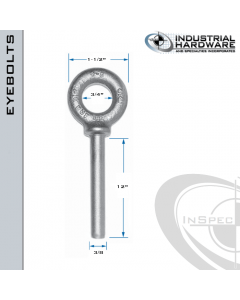 N2023-316SS-12-BLANK: 3/8 x 12 in Long Non Threaded Shoulder Pattern Eyebolt Blanks SS Type 316 - Made in the USA