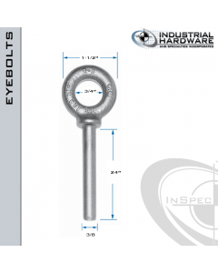 N2023-316SS-24-BLANK: 3/8 x 24 in Long Non Threaded Shoulder Pattern Eyebolt Blanks SS Type 316 - Made in the USA