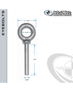 N2023-SS-12-BLANK: 3/8 x 12 in Long Non Threaded Shoulder Pattern Eyebolt Blanks SS Type 304 - Made in the USA