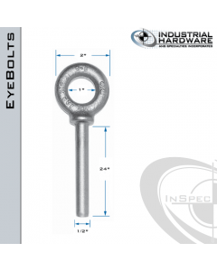 N2025-24-BLANK: 1/2 x 24 in Long Non Threaded Shoulder Pattern Eyebolt Blanks Carbon Steel - Made in the USA