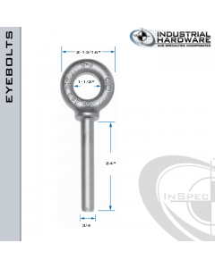 N2028-316SS-24-BLANK: 3/4 x 24 in Long Non Threaded Shoulder Pattern Eyebolt Blanks SS Type 316 - Made in the USA