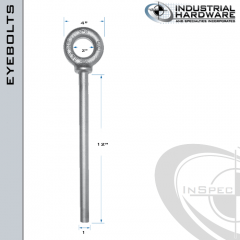 N2030-4140-12-BLANK: 1 x 12 in Long Non Threaded Shoulder Pattern Eyebolt Blanks Alloy Steel 4140 - Made in the USA