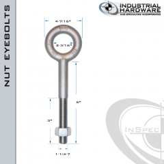 N2032-316SS-6: 1-1/4-7 x 6 in Long with 3 in Thread Shoulder Pattern Eyebolt with Nut SS Type 316 - Made in the USA