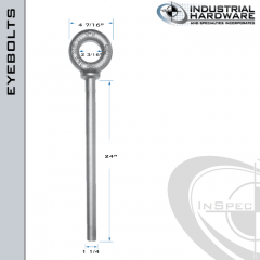 N2032-LT-24-BLANK: 1-1/4 x 24 in Long Non Threaded Shoulder Pattern Eyebolt Blanks Alloy Steel 8620 - Made in the USA