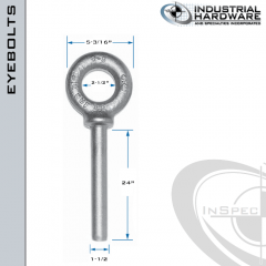 N2034-SS-24-BLANK: 1-1/2 x 24 in Long Non Threaded Shoulder Pattern Eyebolt Blanks SS Type 304 - Made in the USA