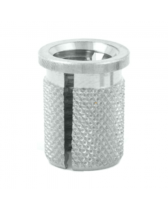 1/4-20 UNC x 0.500 PlastiSert Press-Fit Threaded Insert For Plastics - Flanged - Bottom Slot - 303 Stainless - Made in USA