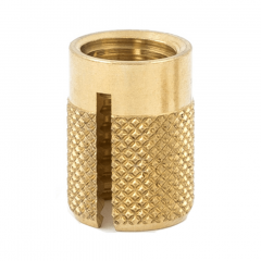 2-56 UNC x 0.156 PlastiSert Press-Fit Threaded Insert For Plastics - Flush - Bottom Slot - Brass