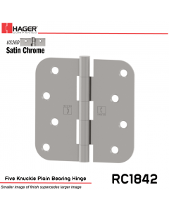 Hager 1842 US26 Full Mortise Hinge Stock No 032902