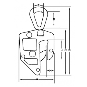 Locking ”E” Plate Clamp dim