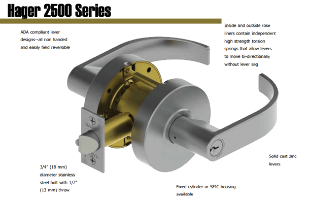 Hager 2500 Series Grade 2 lock is a perfect combination of value and performance and is the ideal choice of lock for typicalcommercial applications. 