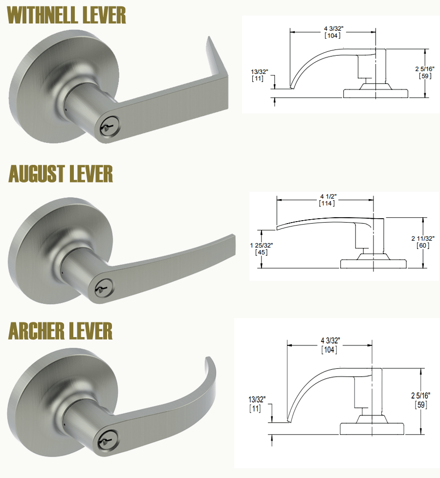 Hager 3700 Series lever and knob options;