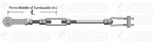 Tie Rod Assembly Pin to Middle of Turnbuckle Dimension