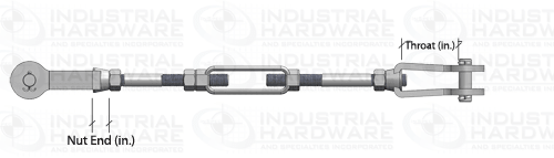 Tie Rod Assembly Throat and Nut End Dimension