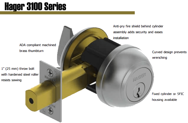 Hager 3100 Grade 1 Deadlock is a
perfect complement to the 3400 Series for extra protection against break-in and is backed by a lifetime warranty